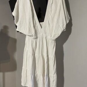 Cream Backless Sundress with Flutter Sleeves